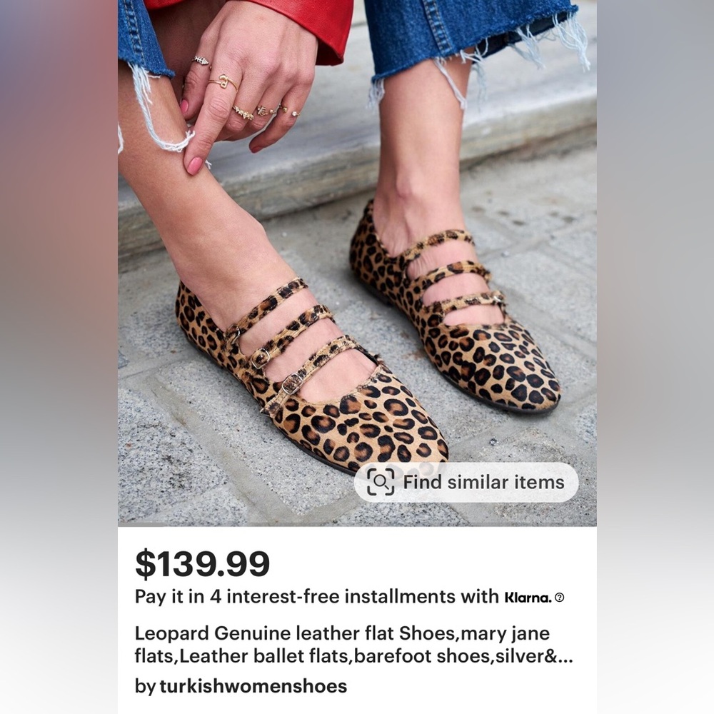 Genuine leather leopard print ballet flat. Size 39